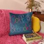 Coffee And Books Colourful Embroidered Cushion, thumbnail 3 of 4
