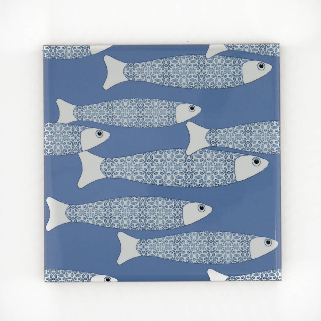 Blue 'Ocean Shoal' Ceramic Tile, 1 of 11