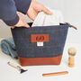 60th Birthday Harris Tweed Wash Bag With Leather Trim, thumbnail 1 of 4