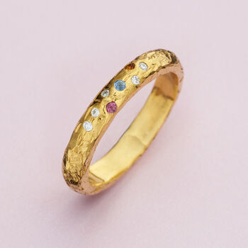 9ct Gold Diamond And Birthstone Confetti Ring, 9 of 11
