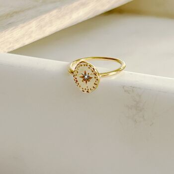 Hammered Blue Topaz Starlight Disc Ring, 2 of 6