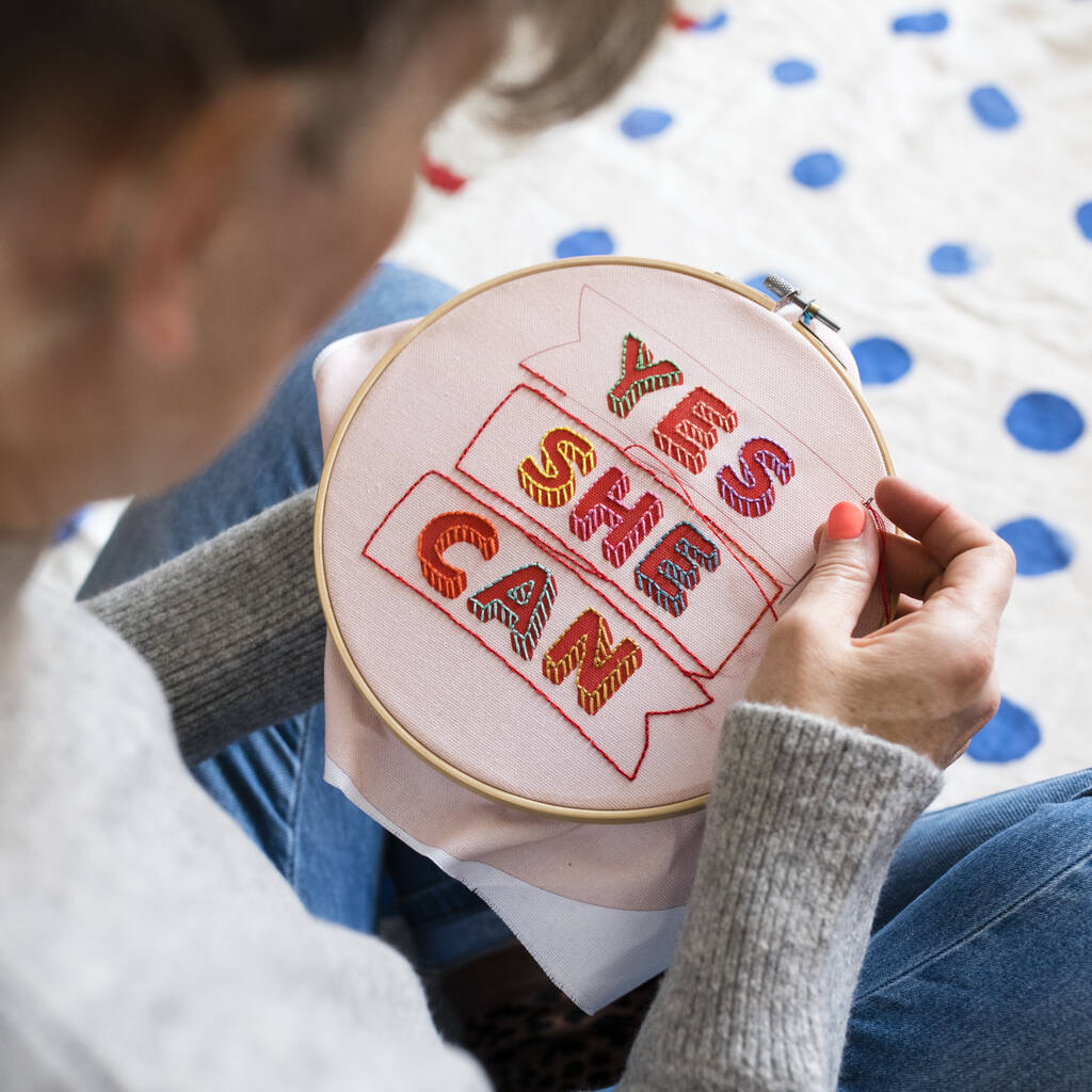 Embroidery Hoop Kit Yes She Can, 1 of 6