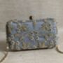 Grey Handcrafted Pearl Rectangular Clutch Bag, thumbnail 5 of 9