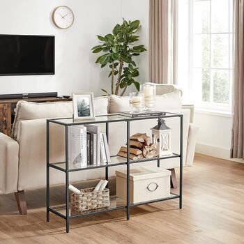 Console Table Coffee Table Tempered Glass Shelves, 5 of 12