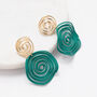 Green Coiled Double Wire Disc Drop Earrings, thumbnail 3 of 3