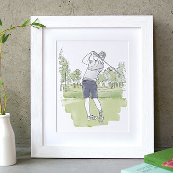 Watercolour Line Golf Custom Portrait, 5 of 11