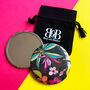 Black Floral Compact Mirror With Cotton Pouch, thumbnail 2 of 9