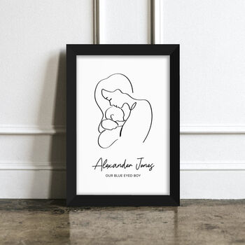 Personalised Line Art New Mum And Baby's Love Print, 2 of 12