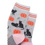 Women's Halloween Pumpkins Black Witches Cats Bamboo Socks, thumbnail 3 of 4