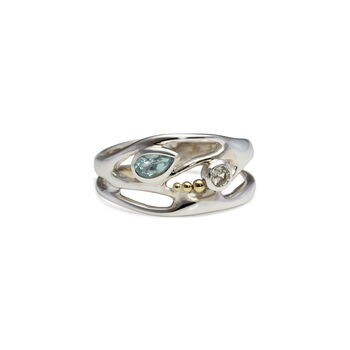 Blue And White Topaz Silver Ring, 2 of 5