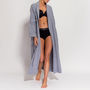 Women's Ash Grey Herringbone Two Fold Flannel Robe, thumbnail 1 of 4