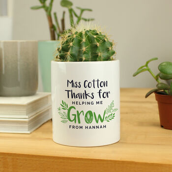 Personalised 'Thanks For Helping Me Grow' Ceramic Teacher Pot, 2 of 4