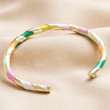 Colourful Enamel Striped Bangle In Gold Plating, 5 of 5