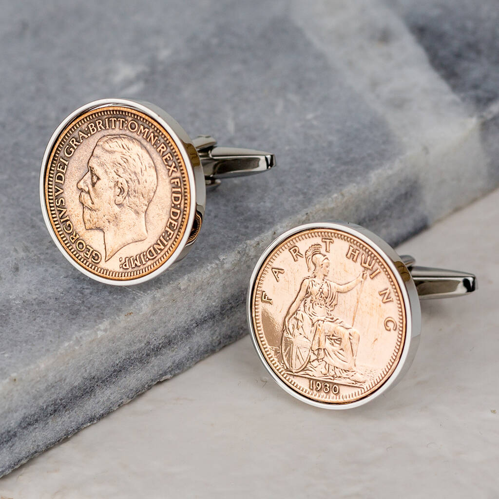 Image of 90th Birthday 1930 Farthing Coin Cufflinks
