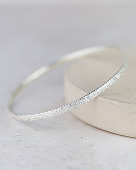 Sterling Silver Lace Textured Bangle, 3 of 6
