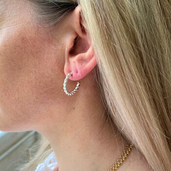 Alhambra Piccolo Twisted Sterling Silver Hoop Earrings, 2 of 4