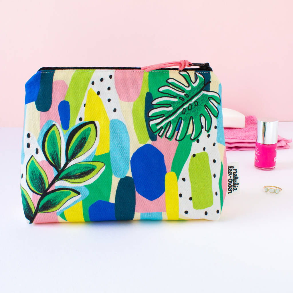 makeup bag in monstera leaf print by natalie lea owen ...