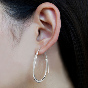 Curl Drop Sterling Silver Hoop Earrings, 6 of 7