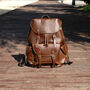 Military Style Genuine Leather Backpack In Tan, thumbnail 7 of 12