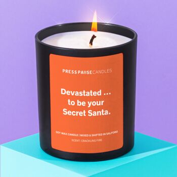 'Devastated To Be Your Secret Santa' Christmas Candle, 2 of 5