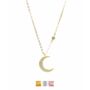 Moon Star Necklace Cz Rose Or Gold Plated 925 Silver, thumbnail 1 of 10