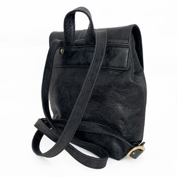 Handcrafted Small Black Leather Backpack, 3 of 6