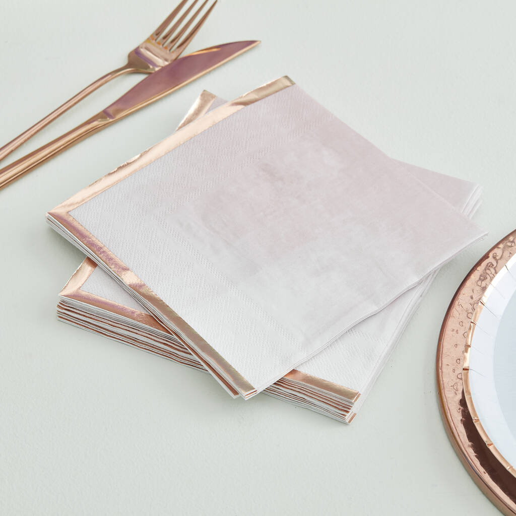 Pastel Watercolour And Rose Gold Napkins, 1 of 3