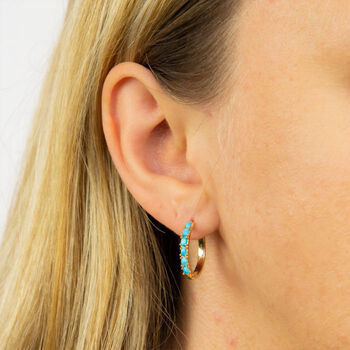 Gold Plated Hoop Earrings With Magnesite, 2 of 7