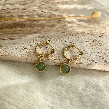 Natural Stone Gold Earring Set With Personalised Pouch, 3 of 5