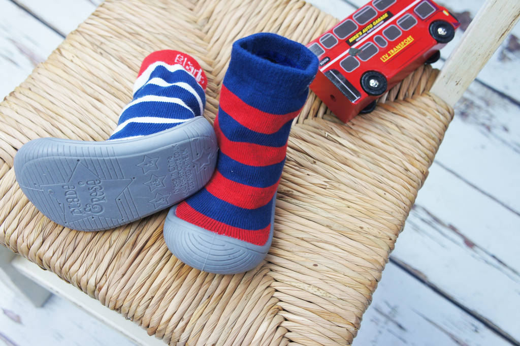 Blue Striped Sock Shoes By Blade And Rose