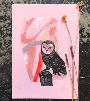 Large Owl Lino Print, 2 of 4