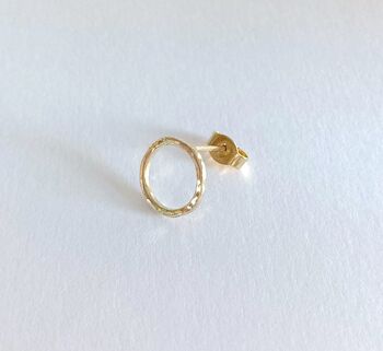 Small Hammered Gold Open Hoop Studs, 8 of 9