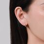 Sterling Silver Irregular Shaped Minimalist Cz Crystal Huggie Hoop Earrings, thumbnail 2 of 11