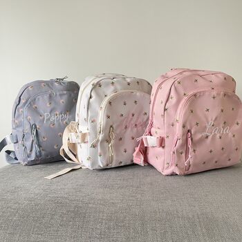 Personalised Embroidered Ditsy Girls Rounded Backpack, 2 of 9