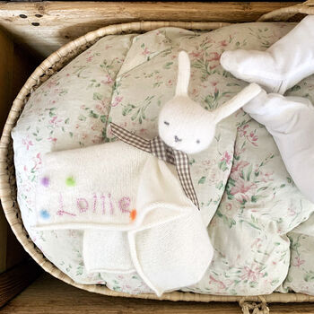 Cashmere Bunny Rabbit Baby Comforter, 2 of 11