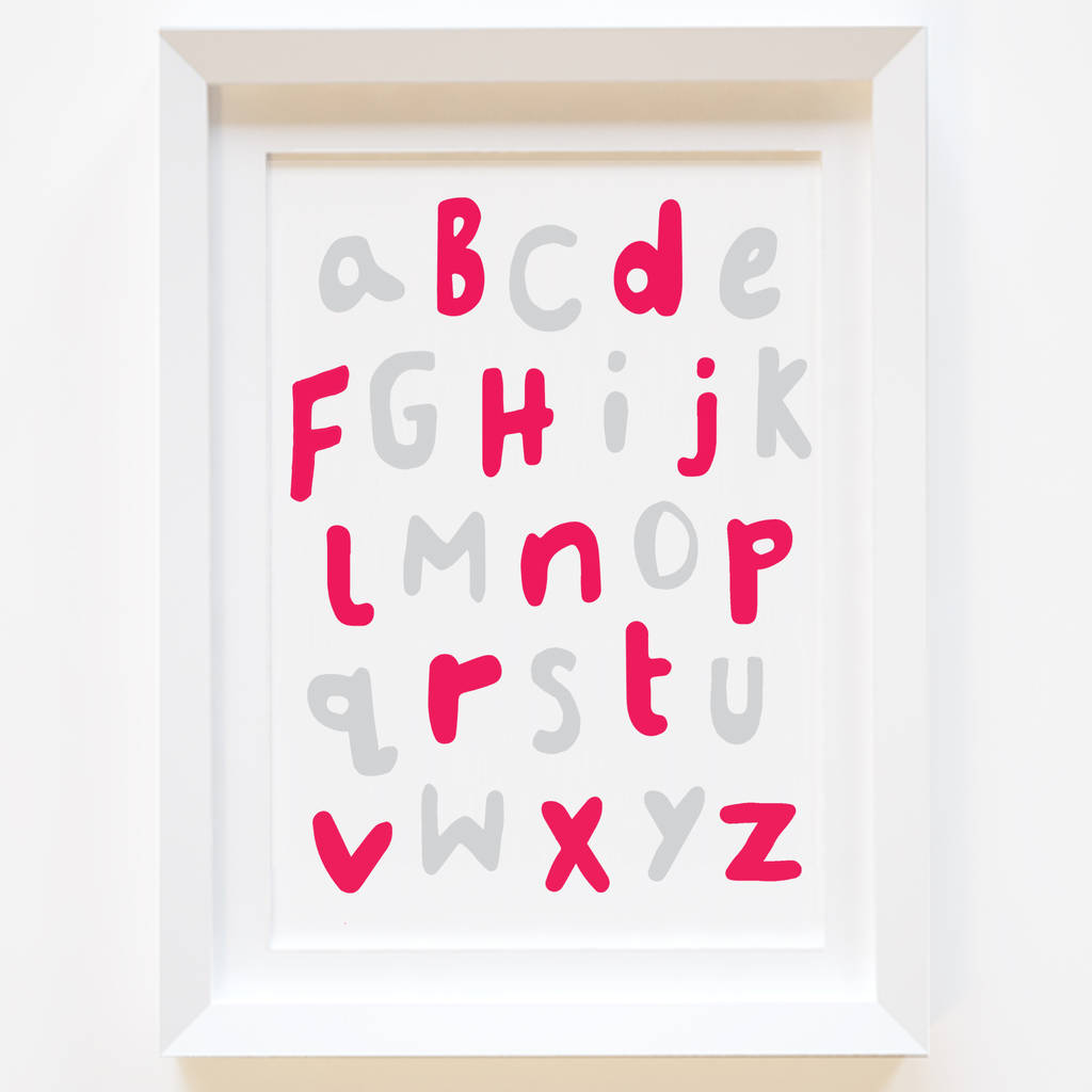 alphabet nursery print by yellow lemming | notonthehighstreet.com