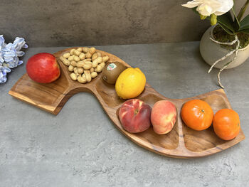 56cm Handcrafted Teak Wooden Snake Bowl – Serving Dish, 3 of 12