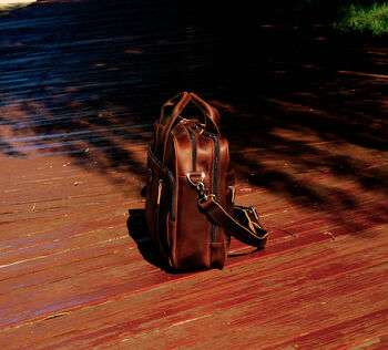 Genuine Leather Briefcase With Front Leather Patch, 5 of 7