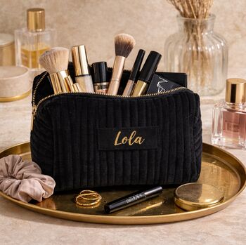 Personalised Soft Velvet Pleated Makeup Cosmetic Cube Bag, 8 of 8