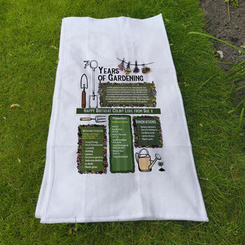 70 Years Of Gardening 70th Birthday Gift Garden Towel, 2 of 3