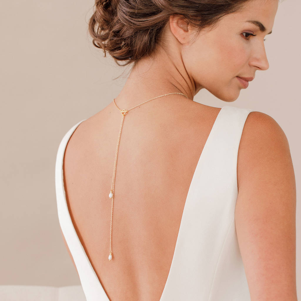 Pearl Back Drop Necklace Lariat For Wedding, 1 of 12