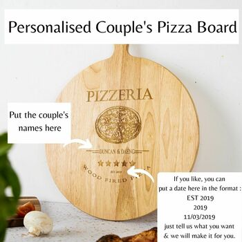 Personalised Couple's Pizza Board, 3 of 9