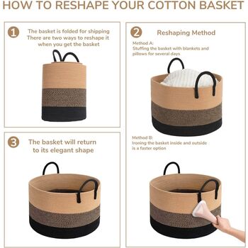Woven Laundry Basket With Handles Storage Hamper Basket, 6 of 7
