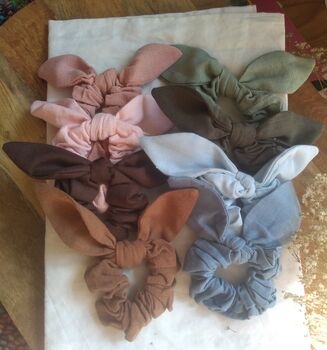 Bunny Bow Linen Scrunchie, 10 of 12