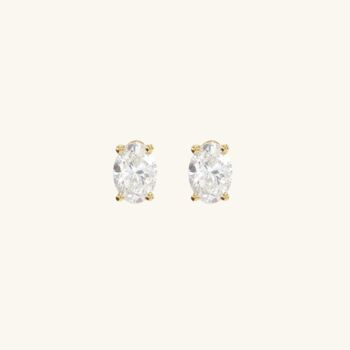 9ct Gold Oval Earring Studs, 3 of 4