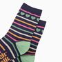 Women's Bamboo Socks Navy Love Hearts And Stripes, thumbnail 3 of 4