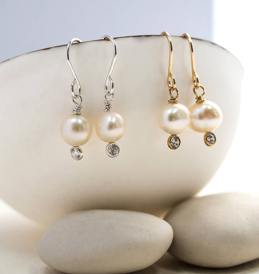 Pee Pearl And Crystal Drop Earring By Sarah Pee Pearl And Crystal Drop Earring