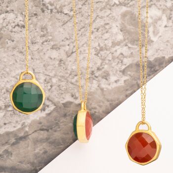 Green Onyx And Carnelian Double Sided Silver Necklace, 2 of 3