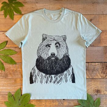 Bearded Bear Men's Organic T Shirt, 4 of 9