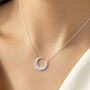 Silver Crescent Moon Necklace Set With White Sapphires, thumbnail 1 of 4
